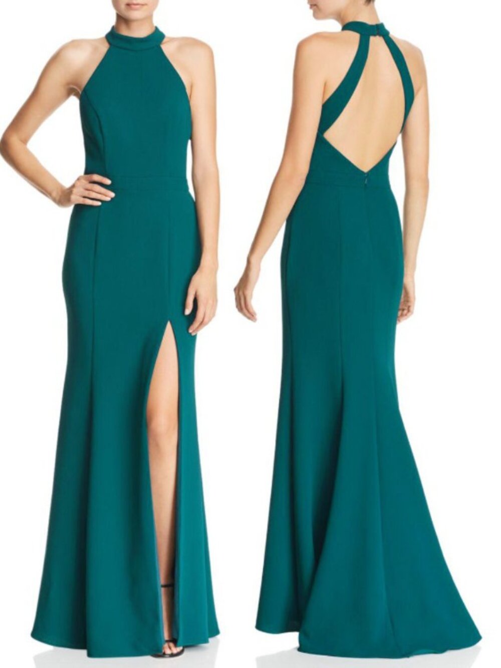 Teal Green Halter Neck Formal Dress 12